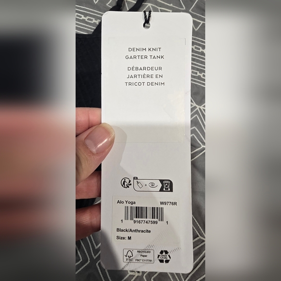 Alo Denim Knit Garter Tank In Black Size Medium - Picture 5 of 9